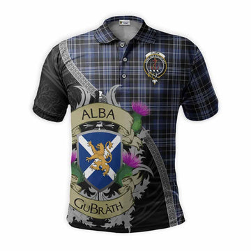 Clark (Clarke) Tartan Family Crest Polo Shirt Lion Rampant Royal Thistle Shield Celtic Inspired