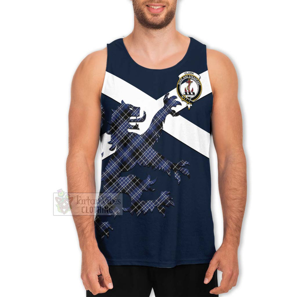 Tartan Vibes Clothing Clark (Clarke) Tartan Lion Rampant Men's Tank Top – Proudly Display Your Heritage with Alba Gu Brath and Clan Name