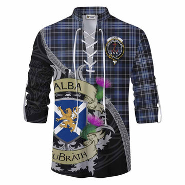 Clark (Clarke) Tartan Family Crest Ghillie Kilt Shirt Lion Rampant Royal Thistle Shield Celtic Inspired