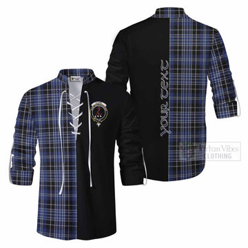 Tartan Vibes Clothing Clark (Clarke) Tartan Ghillie Kilt Shirt with Family Crest and Half Of Me Style