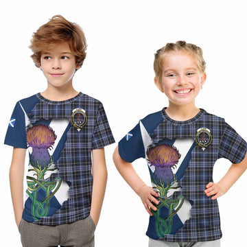 Tartan Vibes Clothing Clark (Clarke) Tartan Family Crest Kid T-Shirt Scottish Thistle Celtic Inspired