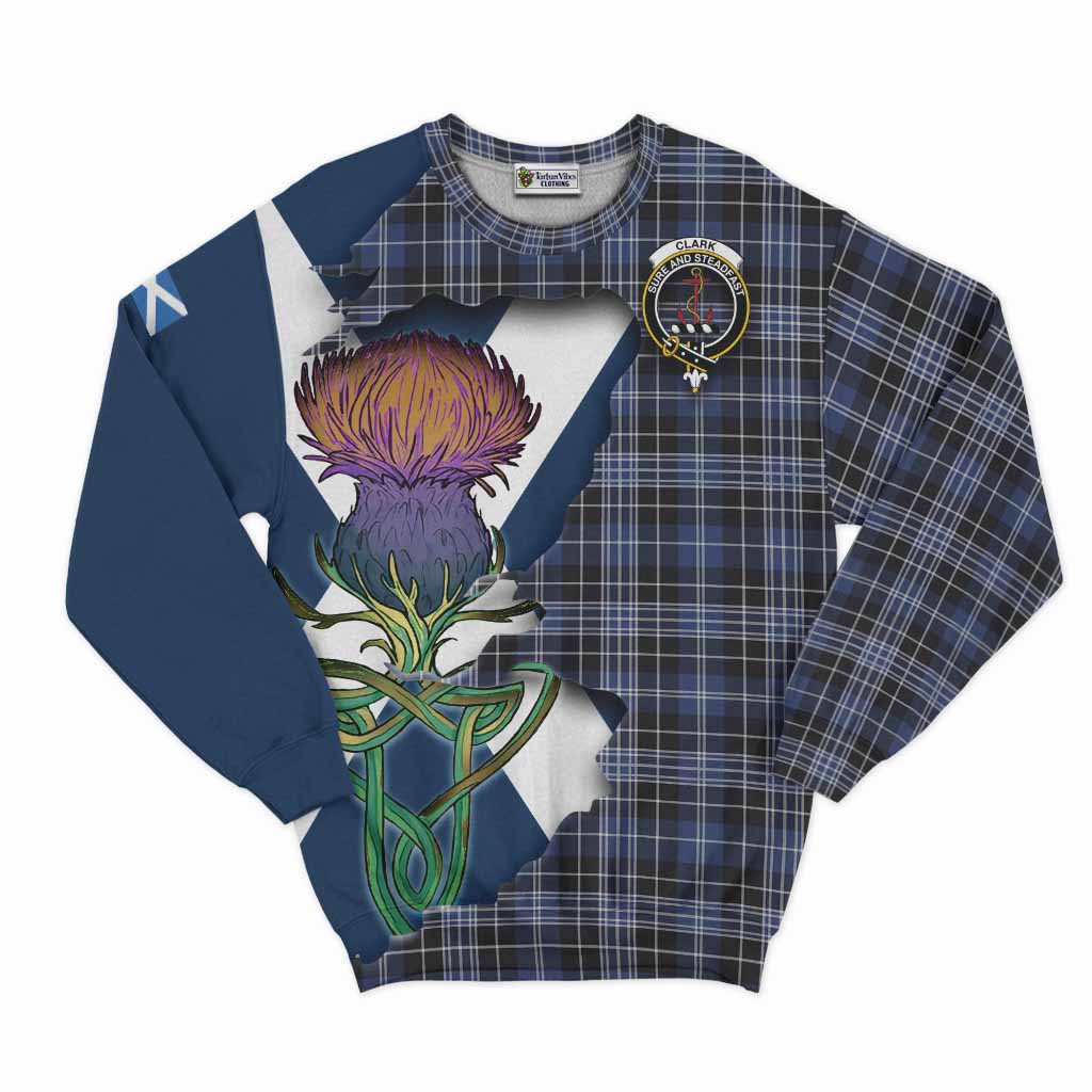 Tartan Vibes Clothing Clark (Clarke) Tartan Family Crest Sweatshirt Scottish Thistle Celtic Inspired