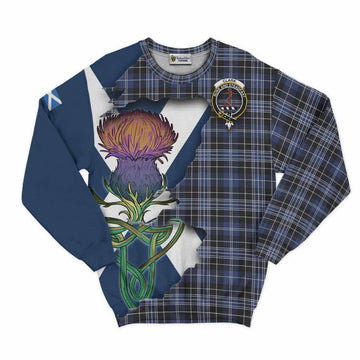 Tartan Vibes Clothing Clark (Clarke) Tartan Family Crest Sweatshirt Scottish Thistle Celtic Inspired