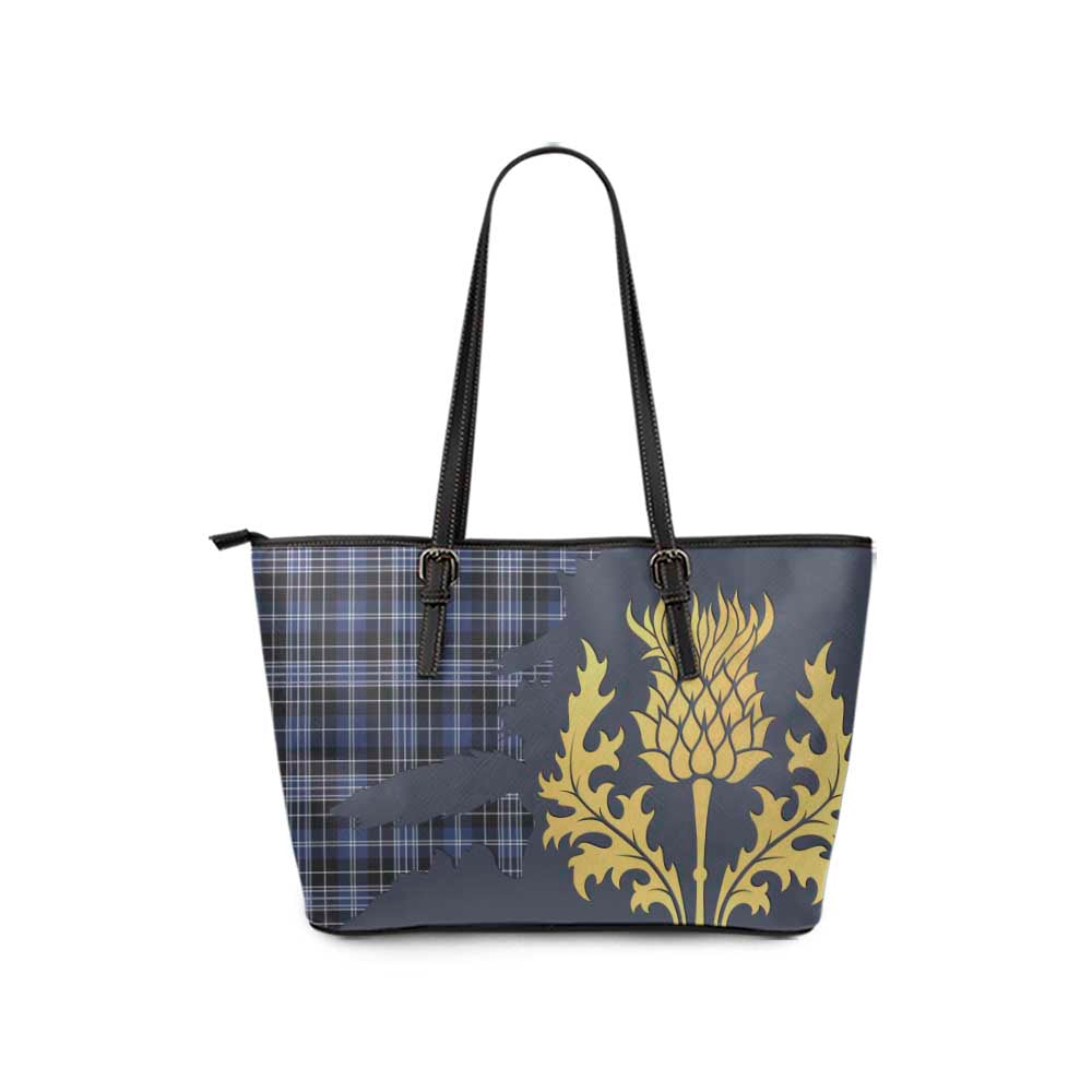 Tartan Vibes Clothing Clark (Clarke) Tartan Leather Tote Bag Gold Thistle Style