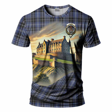 Tartan Vibes Clothing Clark (Clarke) Tartan Family Crest T-Shirt with Scottish Ancient Castle Stype