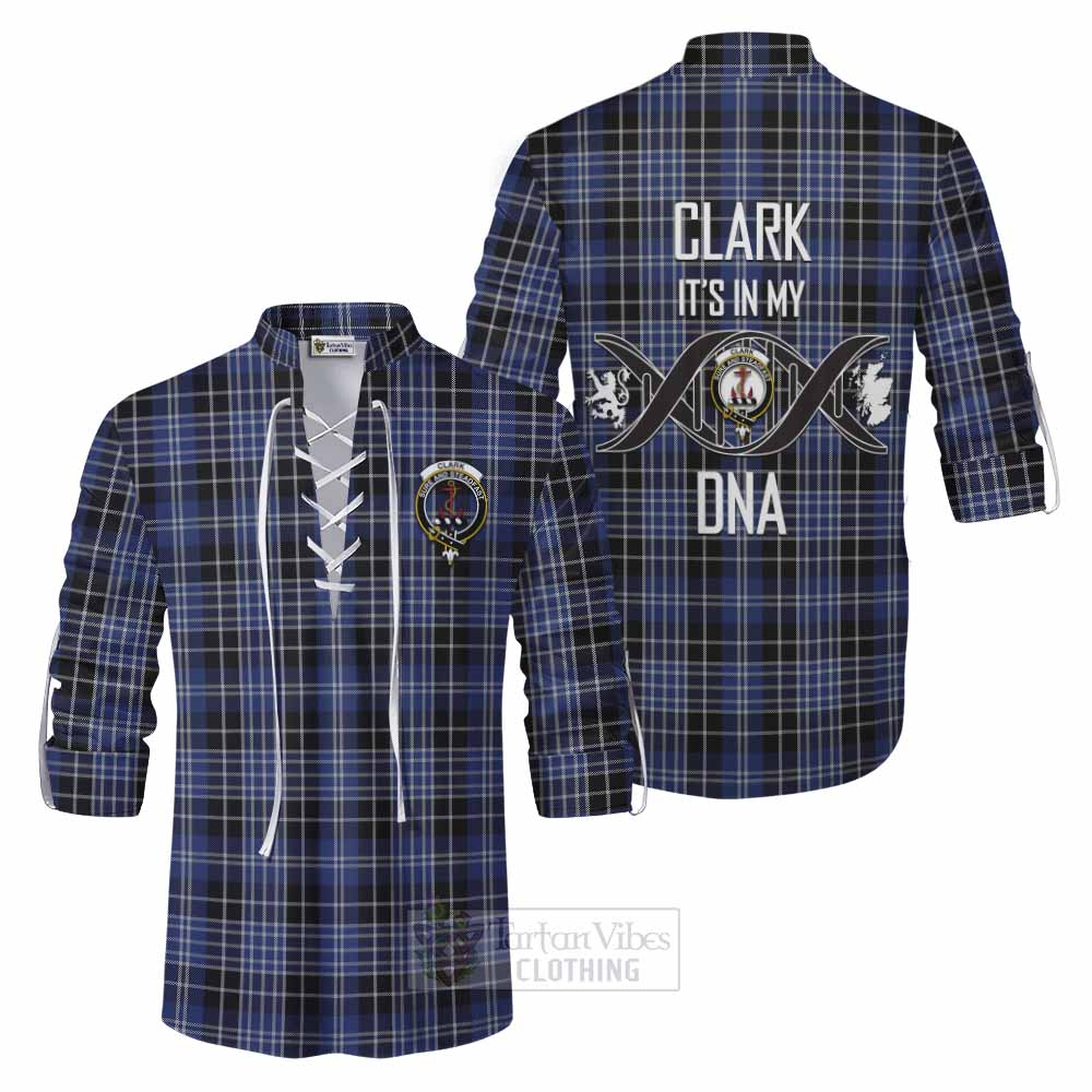 Tartan Vibes Clothing Clark (Clarke) Tartan Ghillie Kilt Shirt with Family Crest DNA In Me Style