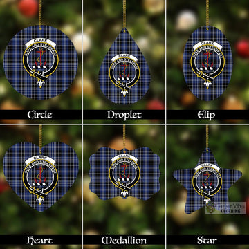 Clark (Clarke) Tartan Christmas Aluminium Ornament with Family Crest
