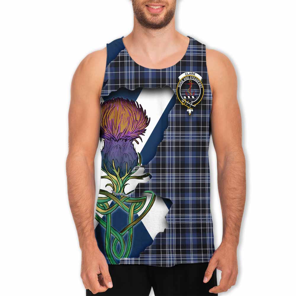 Tartan Vibes Clothing Clark (Clarke) Tartan Family Crest Men's Tank Top Scottish Thistle Celtic Inspired