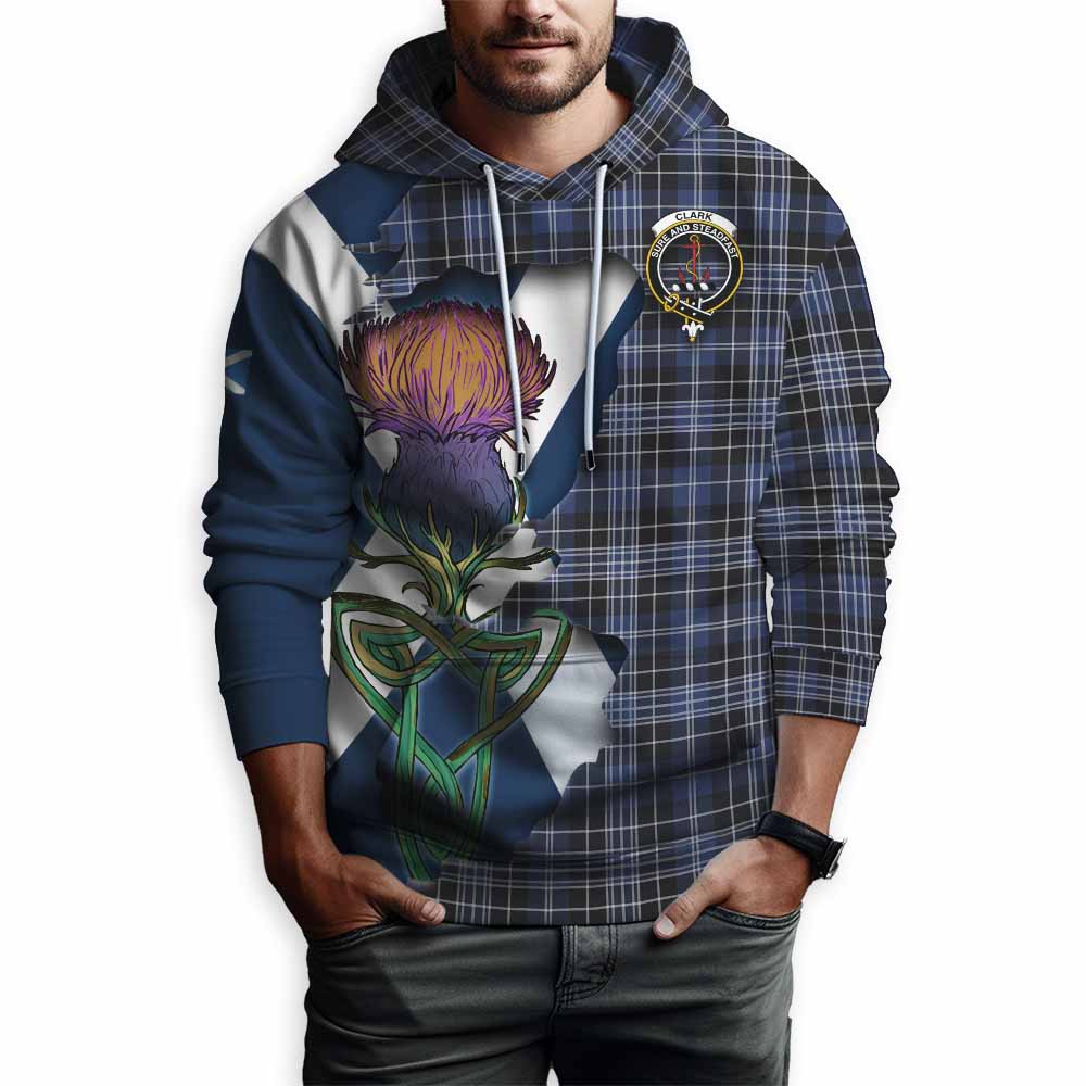 Tartan Vibes Clothing Clark (Clarke) Tartan Family Crest Hoodie Scottish Thistle Celtic Inspired