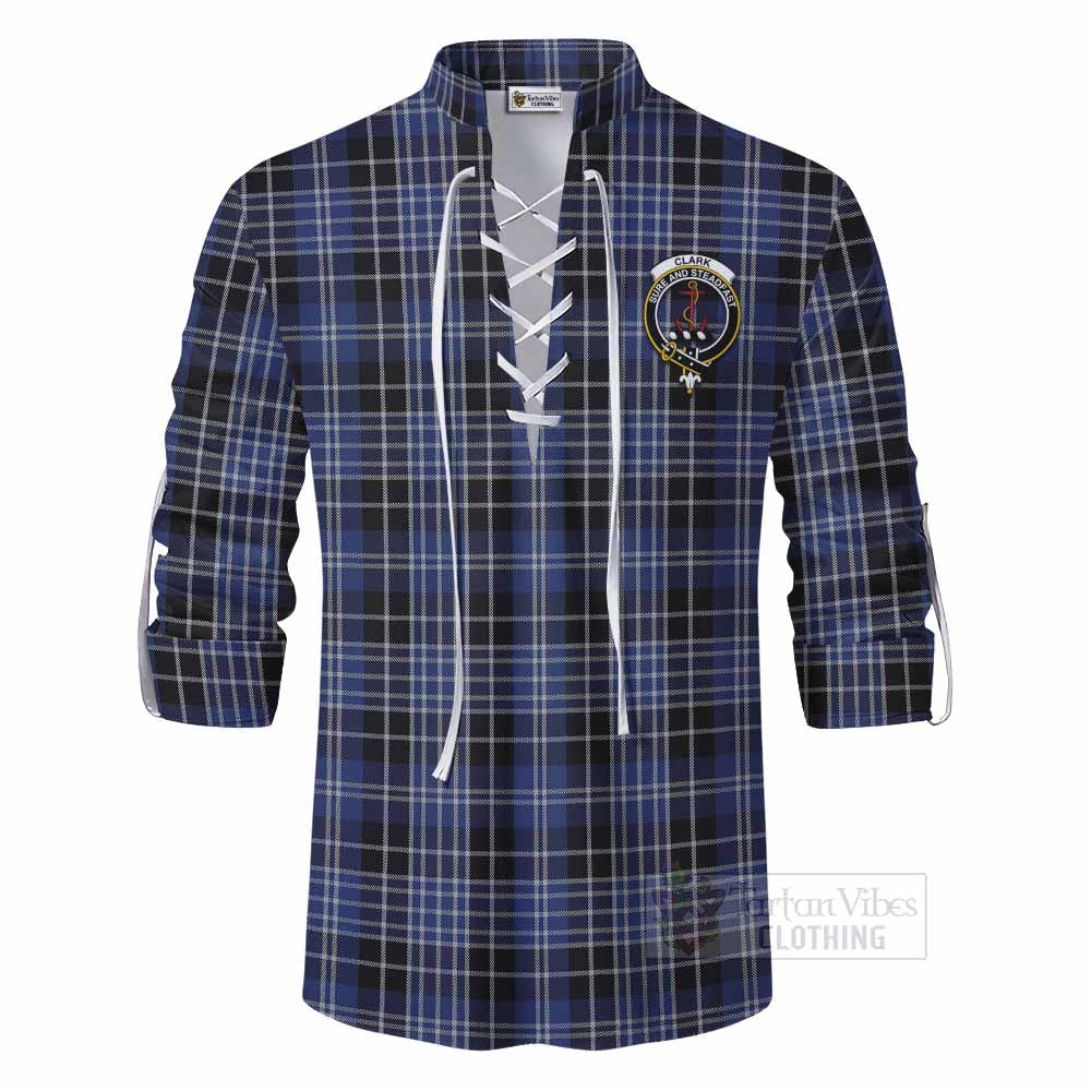 Tartan Vibes Clothing Clark (Clarke) Tartan Ghillie Kilt Shirt with Family Crest DNA In Me Style