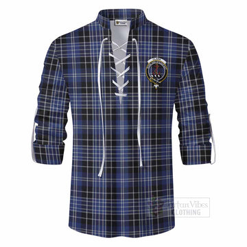 Tartan Vibes Clothing Clark (Clarke) Tartan Ghillie Kilt Shirt with Family Crest DNA In Me Style