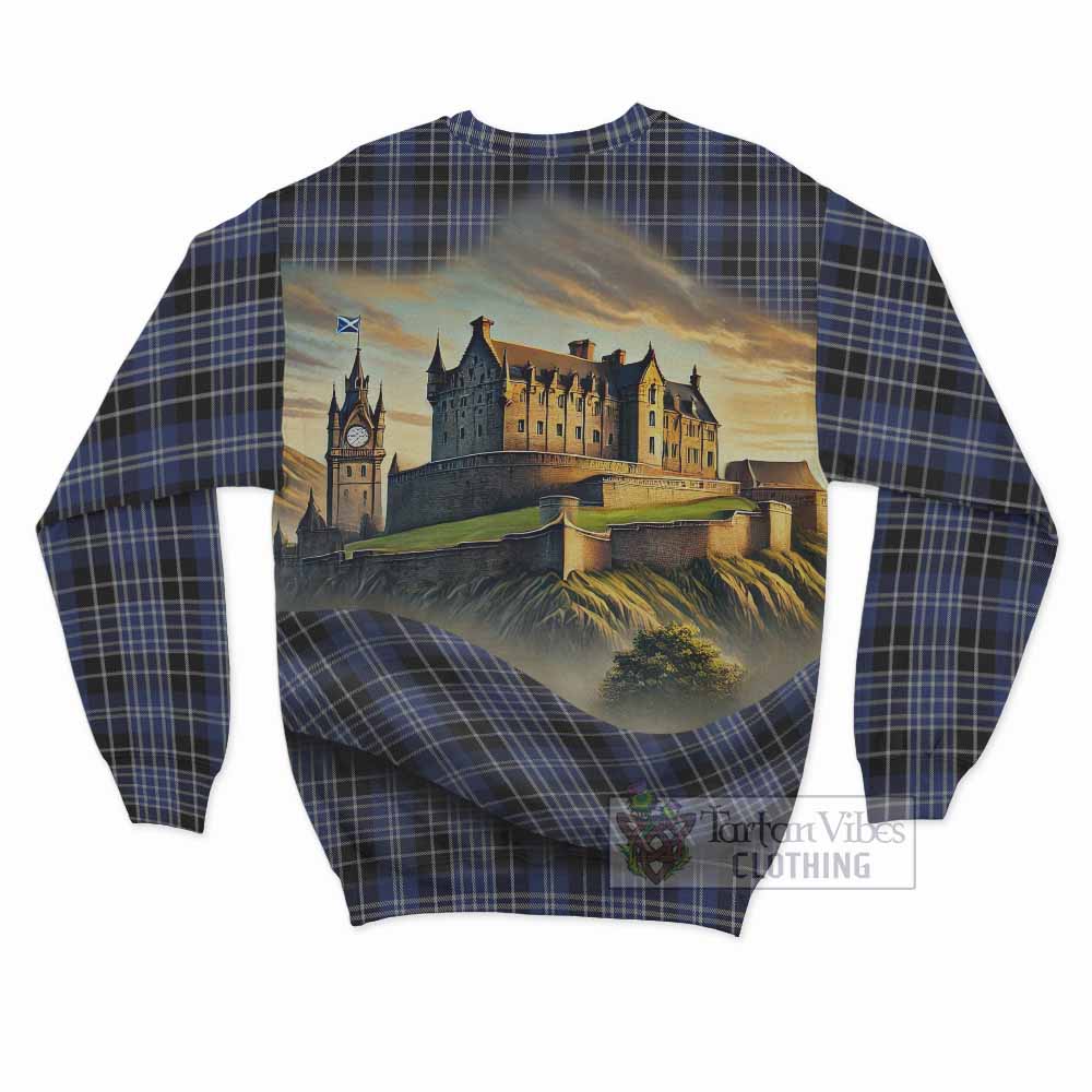 Tartan Vibes Clothing Clark (Clarke) Tartan Family Crest Sweatshirt with Scottish Ancient Castle Style