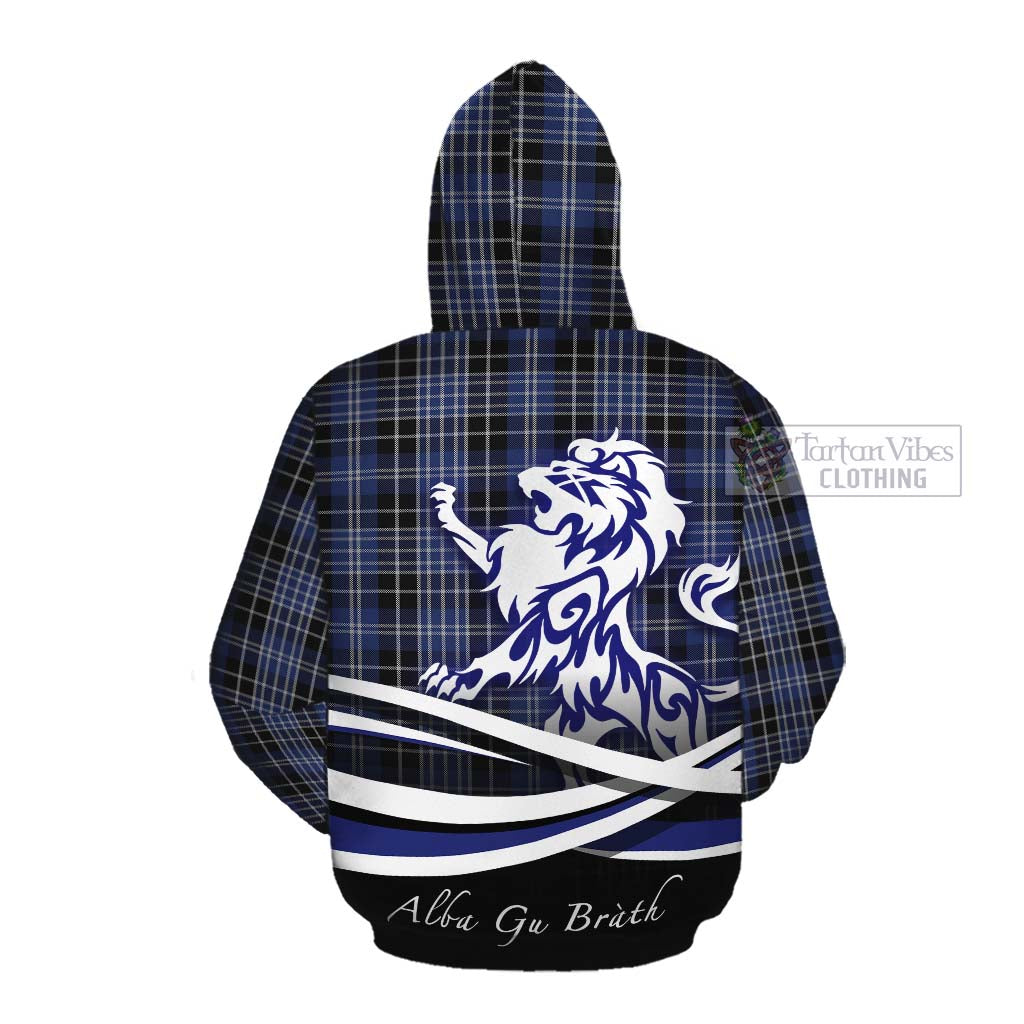 Tartan Vibes Clothing Clark (Clarke) Tartan Cotton Hoodie with Alba Gu Brath Regal Lion Emblem