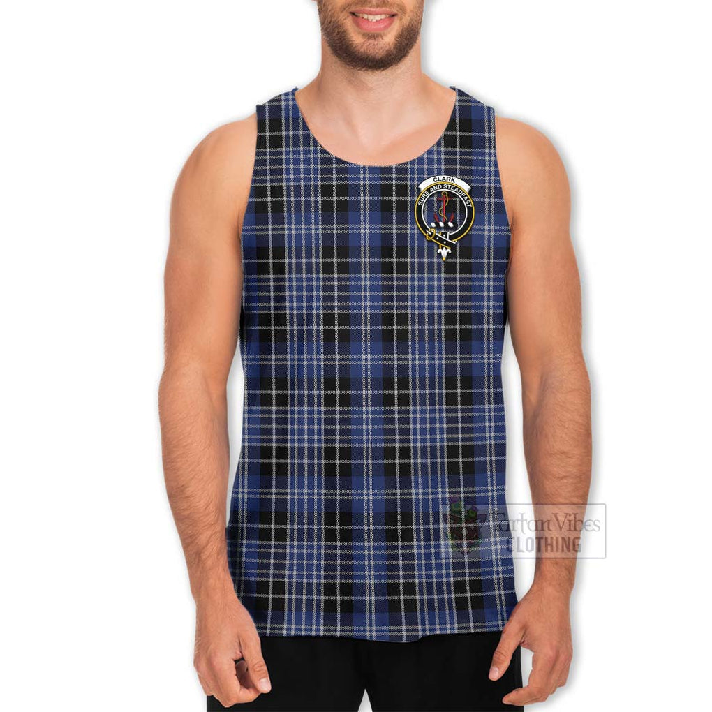 Tartan Vibes Clothing Clark (Clarke) Tartan Men's Tank Top with Family Crest Celtic Skull Style