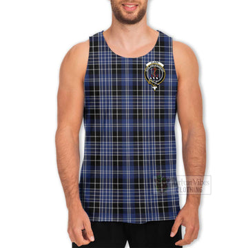 Tartan Vibes Clothing Clark (Clarke) Tartan Men's Tank Top with Family Crest Celtic Skull Style