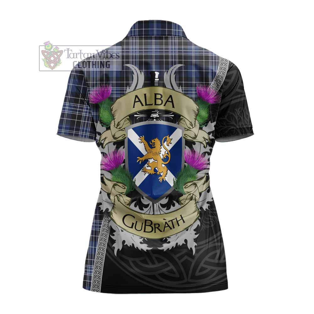 Tartan Vibes Clothing Clark (Clarke) Tartan Family Crest Women's Polo Shirt Lion Rampant Royal Thistle Shield Celtic Inspired