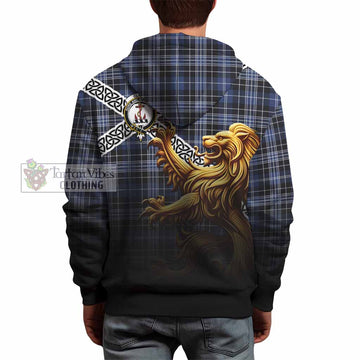 Clark (Clarke) Crest Tartan Hoodie with Golden Lion Emblem Celtic Style