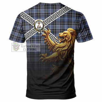 Tartan Vibes Clothing Clark (Clarke) Crest Tartan T-Shirt with Golden Lion Emblem Celtic Style