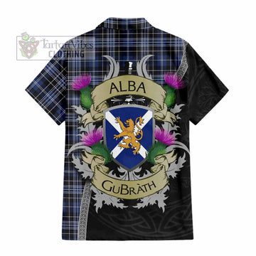 Tartan Vibes Clothing Clark (Clarke) Tartan Family Crest Short Sleeve Button Shirt Lion Rampant Royal Thistle Shield Celtic Inspired