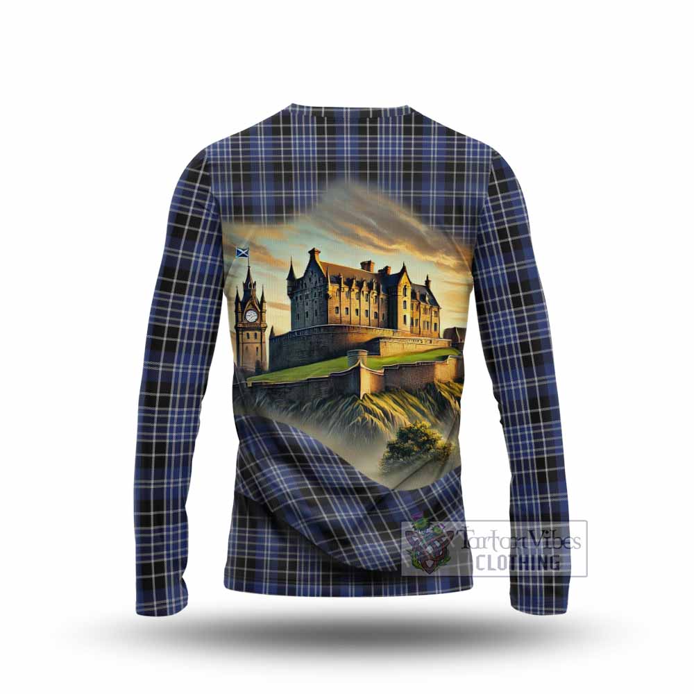 Tartan Vibes Clothing Clark (Clarke) Tartan Family Crest Long Sleeve T-Shirt with Scottish Ancient Castle Style