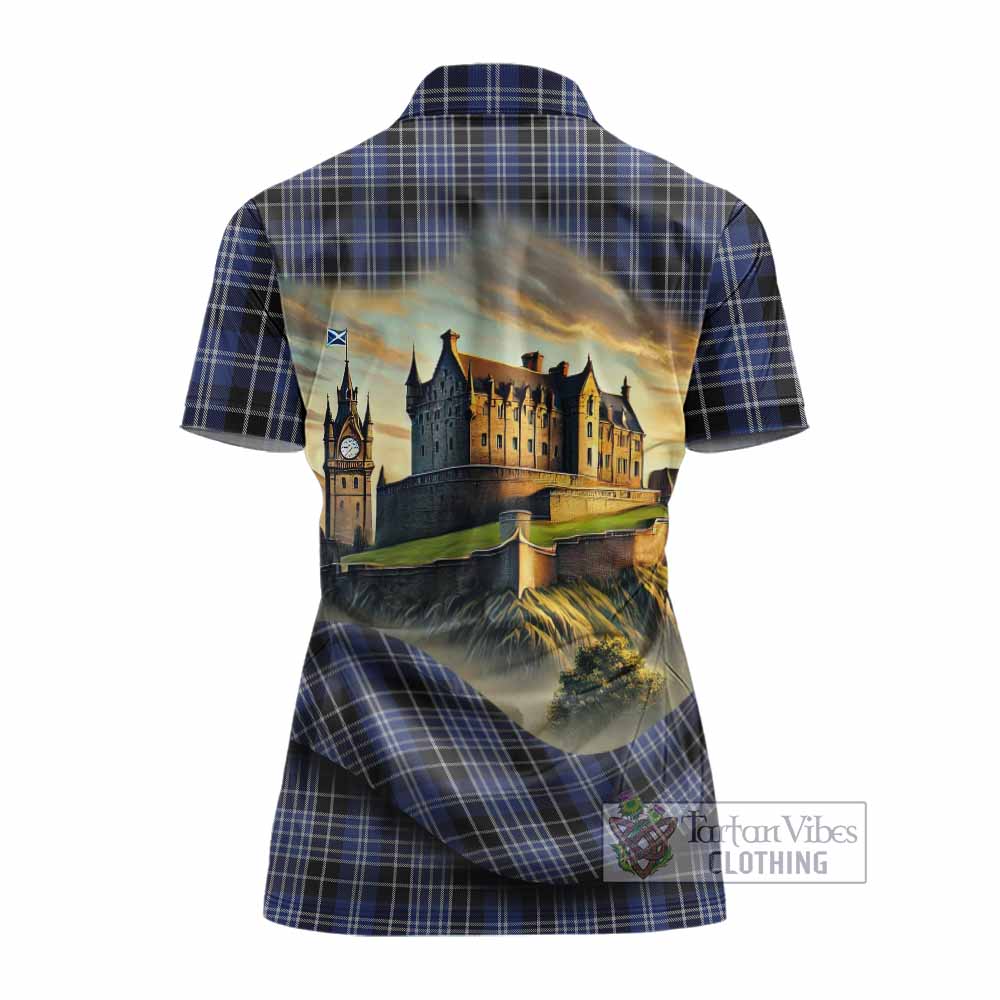 Tartan Vibes Clothing Clark (Clarke) Tartan Family Crest Women's Polo Shirt with Scottish Ancient Castle Stype