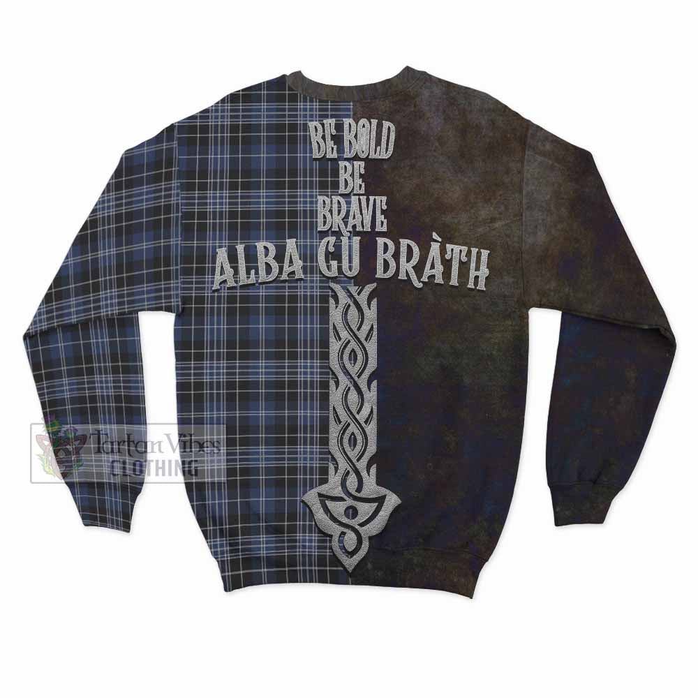 Tartan Vibes Clothing Clark (Clarke) Tartan Family Crest Sweatshirt Alba Gu Brath Be Brave Lion Ancient Style