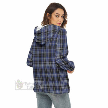Tartan Vibes Clothing Clark (Clarke) Tartan Women's Borg  Half Zip Fleece Hoodie