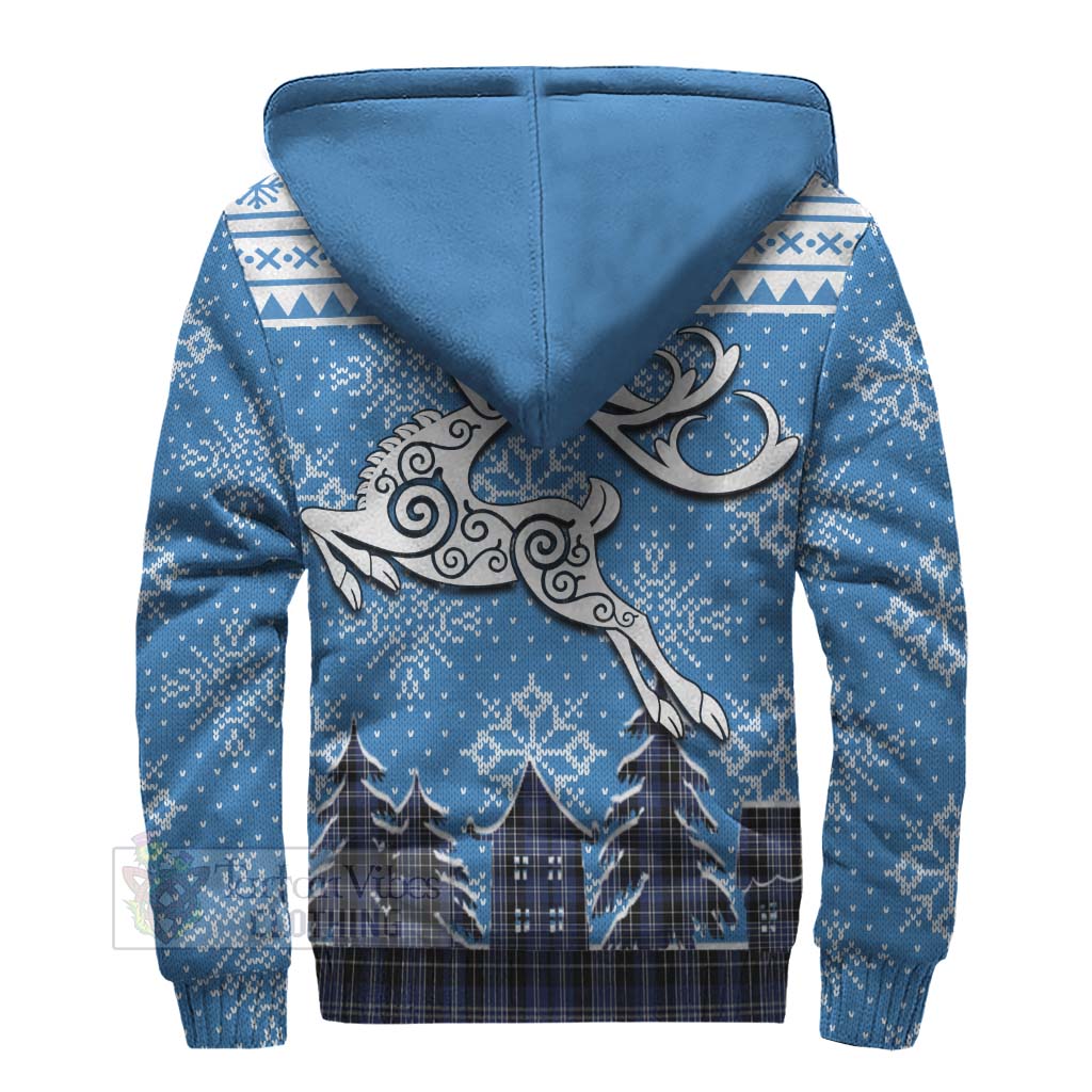 Clark (Clarke) Clan Christmas Sherpa Hoodie Celtic Reindeer Style - Tartan Vibes Clothing