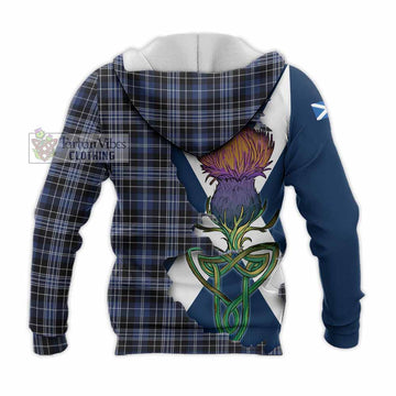 Clark (Clarke) Tartan Family Crest Knitted Hoodie Scottish Thistle Celtic Inspired