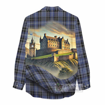 Tartan Vibes Clothing Clark (Clarke) Tartan Family Crest Women's Casual Shirt with Scottish Ancient Castle Style