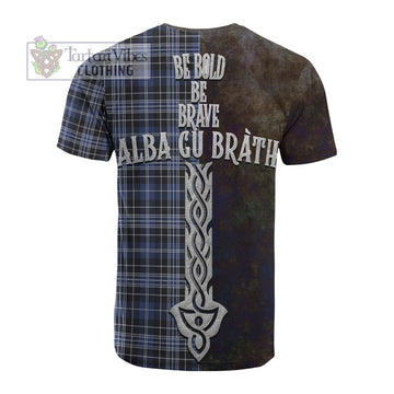 Clark (Clarke) Tartan Family Crest Cotton T-shirt Alba Gu Brath Be Brave Lion Ancient Style