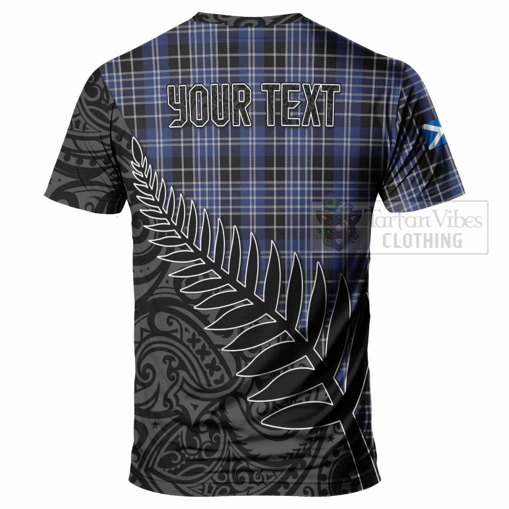 Tartan Vibes Clothing Clark (Clarke) Crest Tartan T-Shirt with New Zealand Silver Fern Half Style