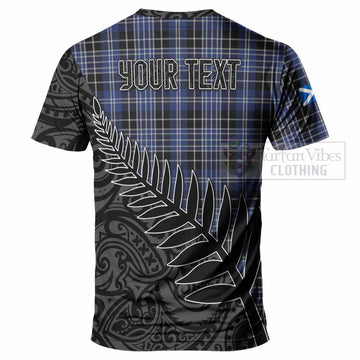 Tartan Vibes Clothing Clark (Clarke) Crest Tartan T-Shirt with New Zealand Silver Fern Half Style
