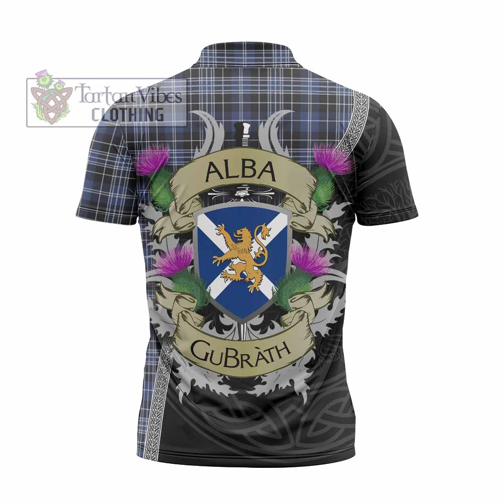 Tartan Vibes Clothing Clark (Clarke) Tartan Family Crest Zipper Polo Shirt Lion Rampant Royal Thistle Shield Celtic Inspired