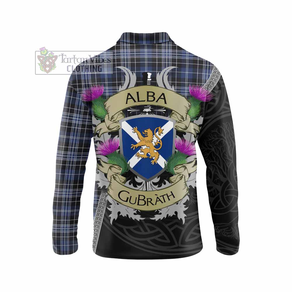 Tartan Vibes Clothing Clark (Clarke) Tartan Family Crest Long Sleeve Polo Shirt Lion Rampant Royal Thistle Shield Celtic Inspired
