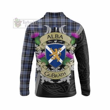 Tartan Vibes Clothing Clark (Clarke) Tartan Family Crest Long Sleeve Polo Shirt Lion Rampant Royal Thistle Shield Celtic Inspired