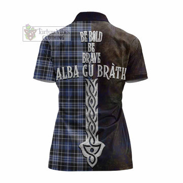 Clark (Clarke) Tartan Family Crest Women's Polo Shirt Alba Gu Brath Be Brave Lion Ancient Style