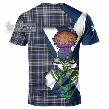 Tartan Vibes Clothing Clark (Clarke) Tartan Family Crest T-Shirt Scottish Thistle Celtic Inspired