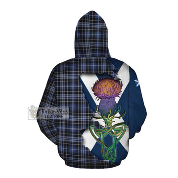 Tartan Vibes Clothing Clark (Clarke) Tartan Family Crest Cotton Hoodie Scottish Thistle Celtic Inspired