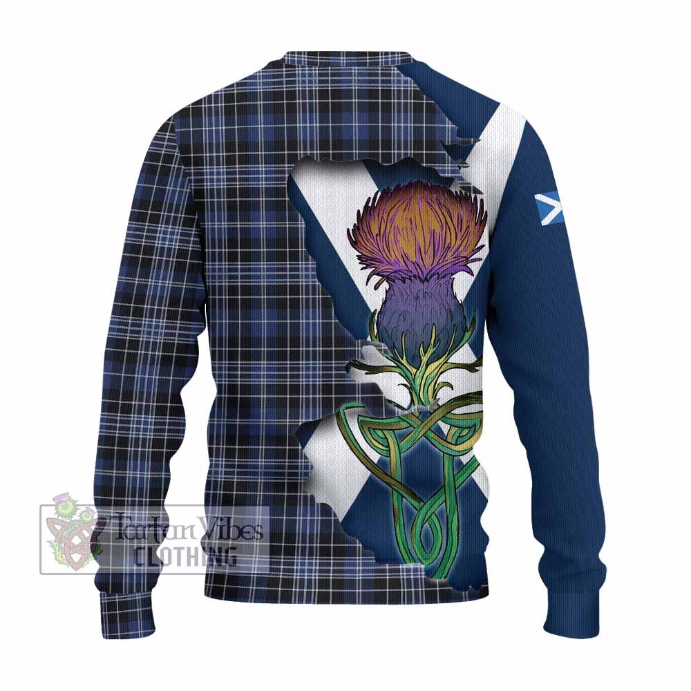 Tartan Vibes Clothing Clark (Clarke) Tartan Family Crest Knitted Sweater Scottish Thistle Celtic Inspired