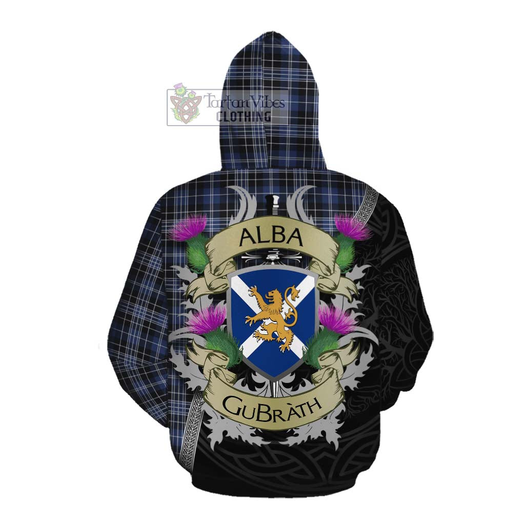 Tartan Vibes Clothing Clark (Clarke) Tartan Family Crest Cotton Hoodie Lion Rampant Royal Thistle Shield Celtic Inspired