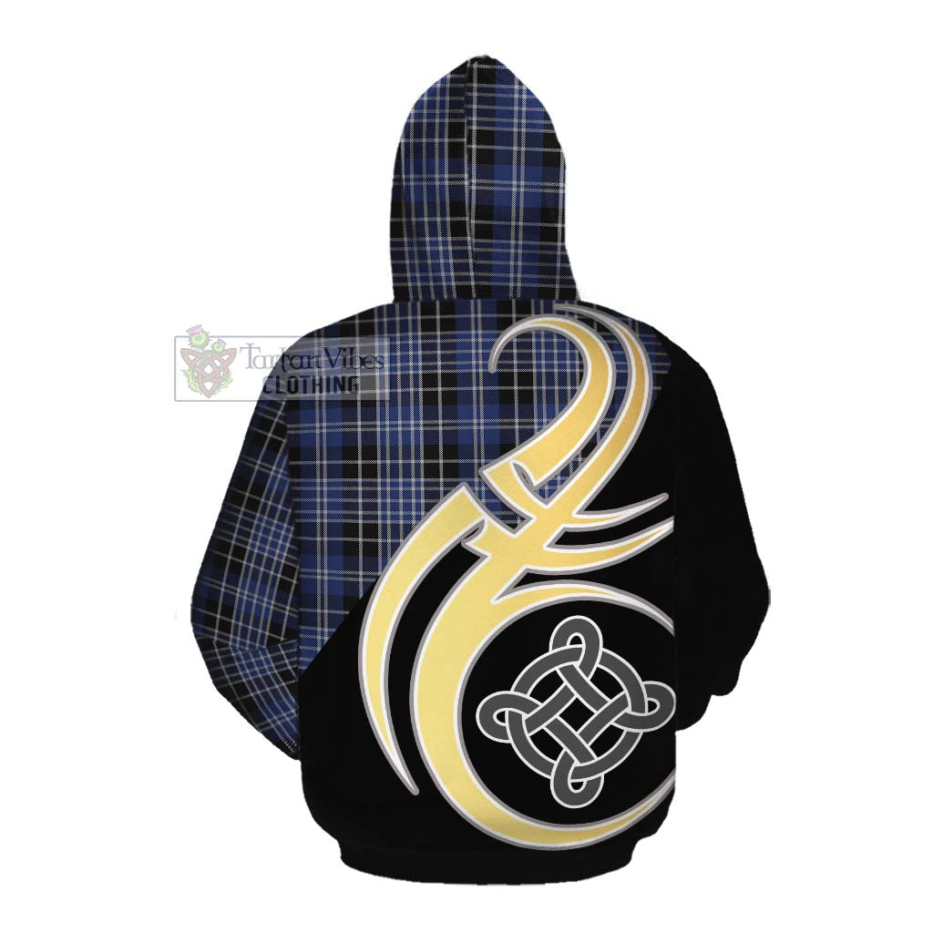 Tartan Vibes Clothing Clark (Clarke) Tartan Cotton Hoodie with Family Crest and Celtic Symbol Style