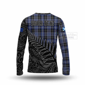 Tartan Vibes Clothing Clark (Clarke) Crest Tartan Long Sleeve T-Shirt with New Zealand Silver Fern Half Style