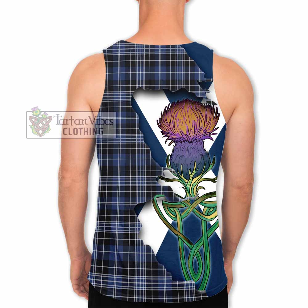 Tartan Vibes Clothing Clark (Clarke) Tartan Family Crest Men's Tank Top Scottish Thistle Celtic Inspired