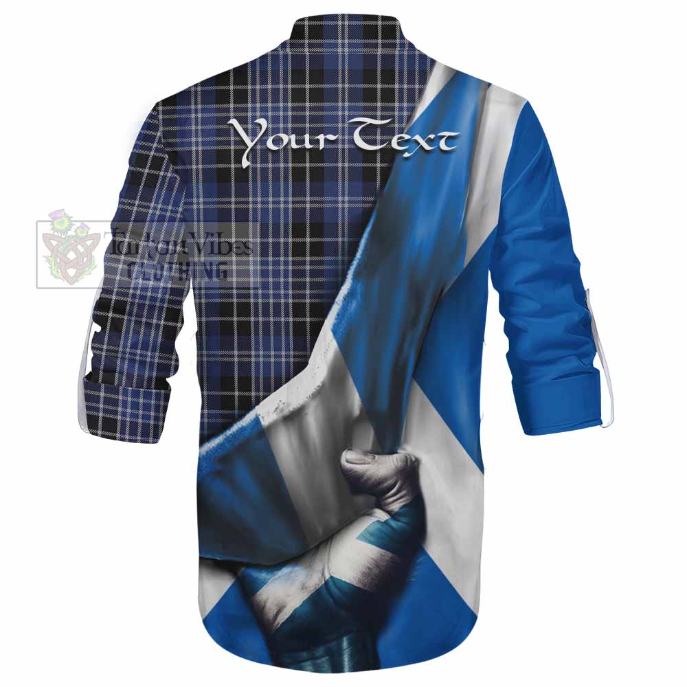 Tartan Vibes Clothing Clark (Clarke) Tartan Ghillie Kilt Shirt with Family Crest Scotland Patriotic Style