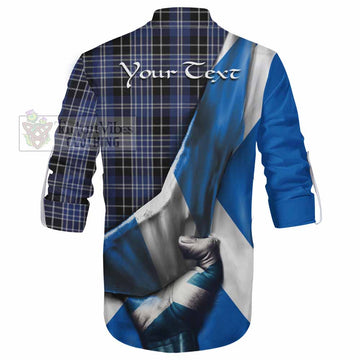 Tartan Vibes Clothing Clark (Clarke) Tartan Ghillie Kilt Shirt with Family Crest Scotland Patriotic Style