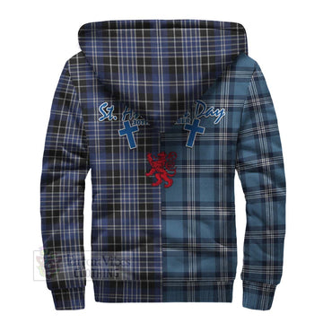 Clark (Clarke) Tartan Sherpa Hoodie Happy St. Andrew's Day Half Tartan Style