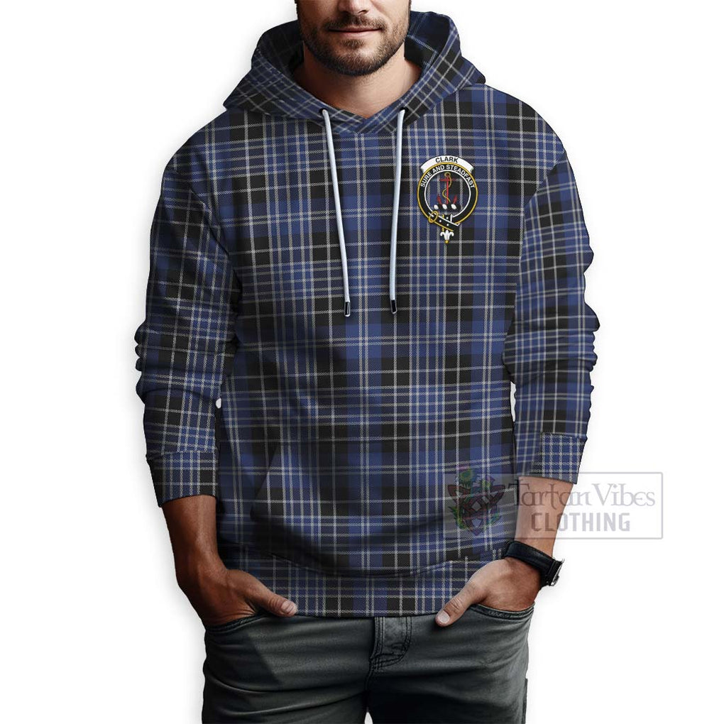 Tartan Vibes Clothing Clark (Clarke) Tartan Hoodie with Family Crest Celtic Skull Style