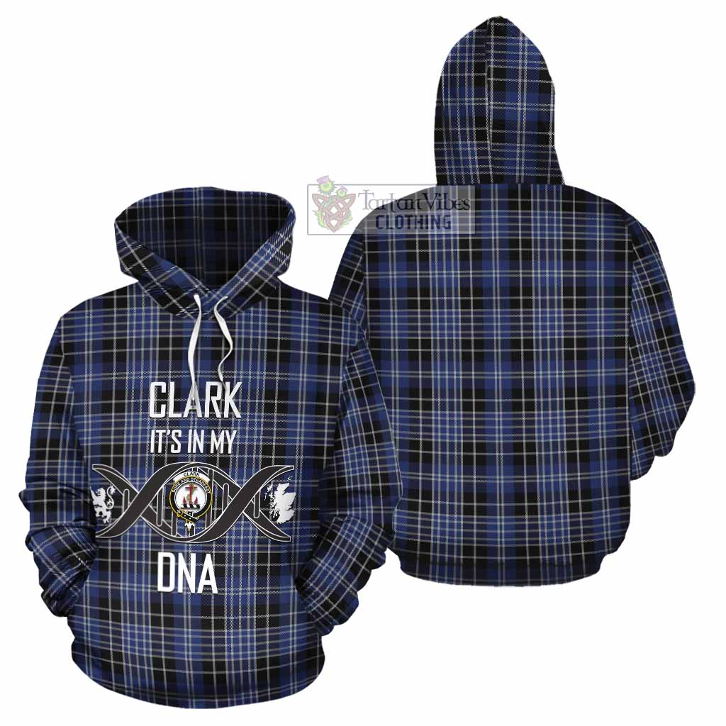 Tartan Vibes Clothing Clark (Clarke) Tartan Cotton Hoodie with Family Crest DNA In Me Style