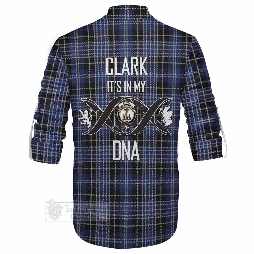 Tartan Vibes Clothing Clark (Clarke) Tartan Ghillie Kilt Shirt with Family Crest DNA In Me Style